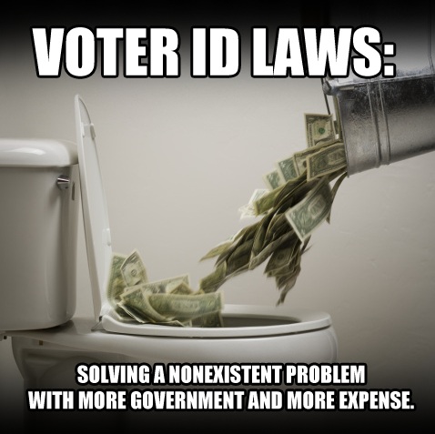 Voter ID Laws: solving a nonexistent problem with more government and more expense.